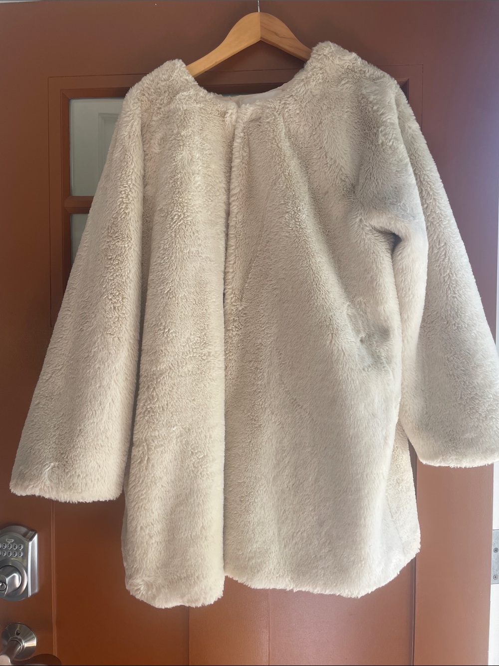 POPSUGAR Cream Faux-Fur Coat
